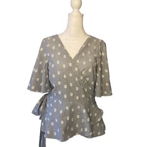 LOFT Medium top crossover blue and white polka dots